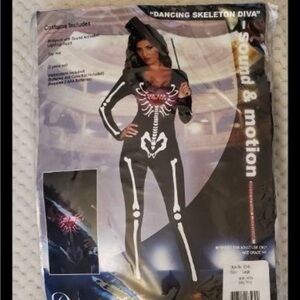 Dreamgirl Dancing Skeleton Diva Costume - Black and White